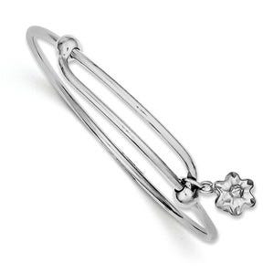 Sterling Silver Children's Flower Charm Expandable Bangle Bracelet