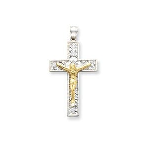 14k Two-tone Crucifix Pendant
