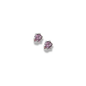 14K  White Gold Child's Genuine Rhodolite Birthstone Stud Earrings
