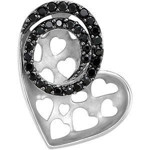 Genuine Black Spinel Heart Pendant