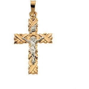 14K Two-Tone Gold Crucifix Pendant