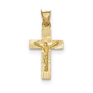 14k Polished Satin and D/C Crucifix Pendant