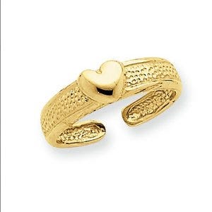 14k Yellow Gold Heart Toe Ring