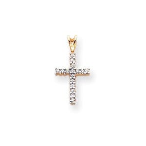14k & Rhodium Diamond Latin Cross Pendant