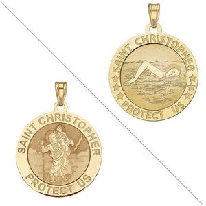 Swimmer (female) - Saint Christopher Doubledside Sports Religious Medal