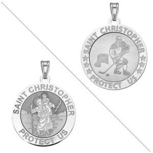 Ice Hockey - Saint Christopher Doubledside Sports Religious Medal "EXCLUSIVE"
