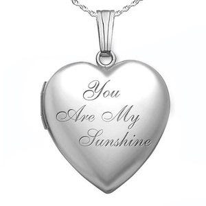 Sterling Silver "You Are My Sunshine" Heart Photo Locket