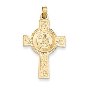 14k Cross w/St. Michael Medal Pendant
