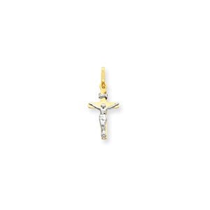 14k Two-tone INRI Crucifix Pendant