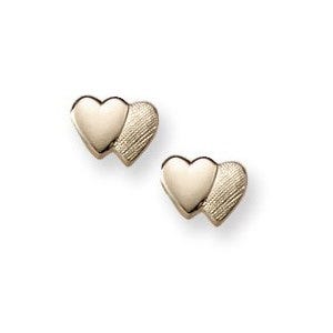 14K Yellow Gold Hearts Children Post Earrings