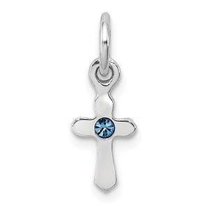 Sterling Silver RH Plated Child\'s Preciosca Crystal Dec Cross Pendant