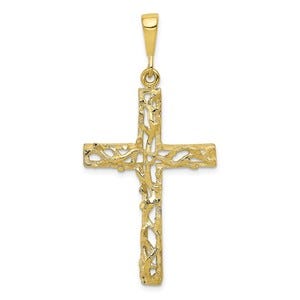10k Satin Polished Antiqued Cross Pendant