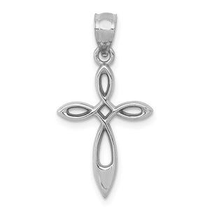 14k White Gold Cross Pendant