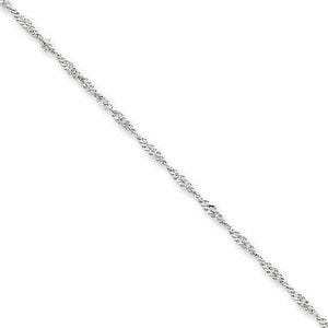 14k White Gold 1.65mm Solid Polished Singapore Chain