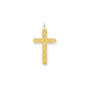 14K Laser Designed Cross Pendant