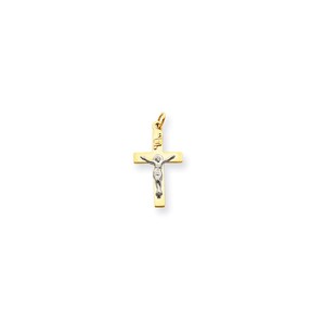 14k Two-tone INRI Crucifix Pendant