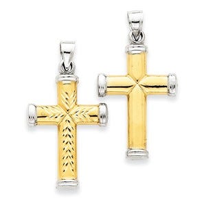 14k w/Rhodium Reversible Cross