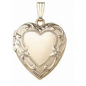 Solid 14K Yellow Gold Heart Photo Locket