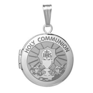 Sterling Silver Round  Picture  "Holy Communion" Locket