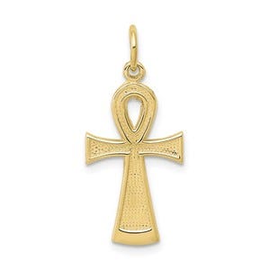 10k Solid Flat-Backed Ankh/Egyptian Cross Pendant