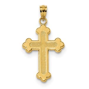14k Satin & Polished Budded Cross Pendant