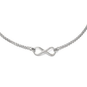 Sterling Silver Polished Infinity Symbol Necklace w/ 18 Inch Chain