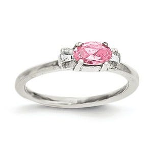 Sterling Silver Pink CZ Children's Ring
