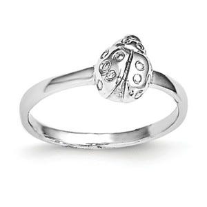 Sterling Silver Plated High Polished Lady Bug Children's Ring