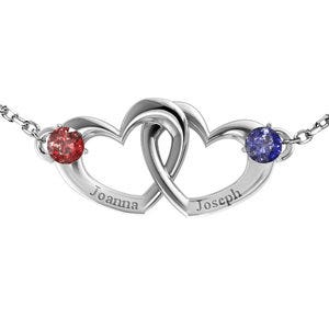 Interlocking Heart Promise Bracelet with Two Stones