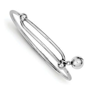 Sterling Silver Children's Ball Charm Expandable Bangle Bracelet