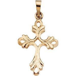 14K Yellow Gold CROSS PENDANT W/DESIGN