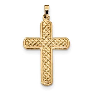 14k Polished and Textured Cross Pendant