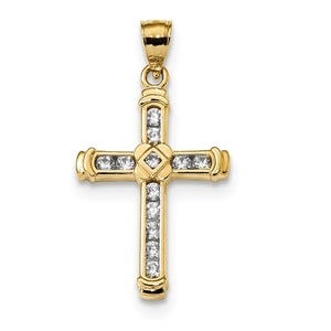 14k CZ Cross Pendant
