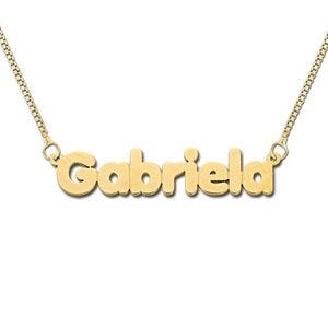 14K Yellow Gold "Block" Style Horizontal Name Necklace with Chain