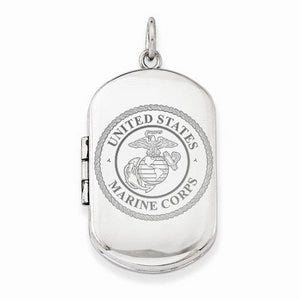 Sterling Silver Marines Dogtag Locket