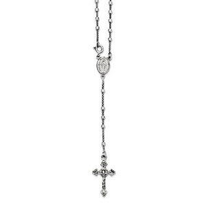 Sterling Silver Polished Rosary Necklace /with Miraculous Medal
