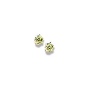 14K Yellow Gold Child's Genuine Peridot Birthstone Stud Earrings