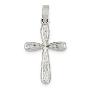 Sterling Silver Polished and Textured Cross Pendant