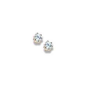 14K Yellow Gold Child's Genuine Aquamarine Birthstone Stud Earrings