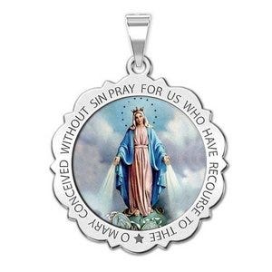 Miraculous Medal Scalloped Round "Color EXCLUSIVE"