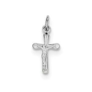 Sterling Silver Rhodium-plated Crucifix Charm