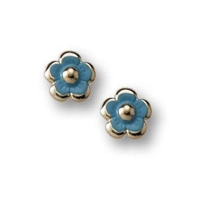 14K Yellow Gold Children's  Enamel "Flower" Post Earrings