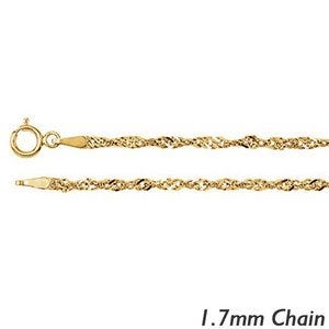 14K Yellow Gold 1.7mm Singapore Chain