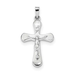 14k White Gold Polished INRI Rounded Crucifix Pendant