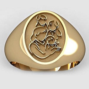 Mother with Three Sons Oval Shaped "Mother's Ring"