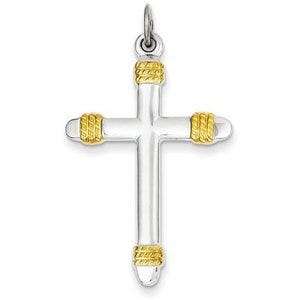 Sterling Silver & 18k Gold -plated Rope Cross Pendant