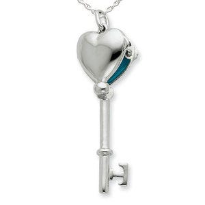 Sterling Silver "Key" Heart Photo Locket