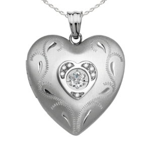 Sterling Silver ' Dancing Diamond' Heart Photo Locket