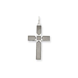 14K White Gold Laser Designed Cross Pendant