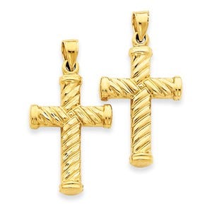 14k Reversible Diamond-cut Cross Pendant